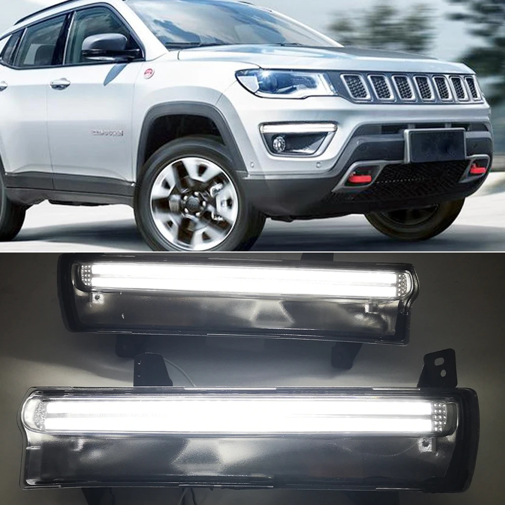 Car LED DRL For Jeep Compass 2017 2018 2019 2020 Daytime running