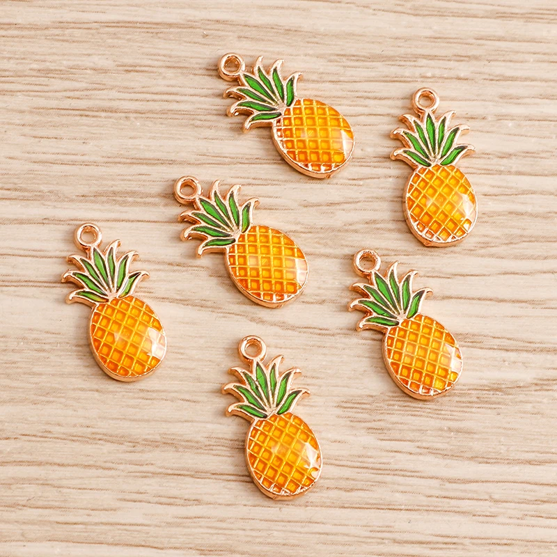 10 teile/los Nette Emaille Charms für Ohrringe Anhänger Halskette Obst Erdbeere Wassermelone Ananas Charms DIY Armband Schmuck – Detail 14