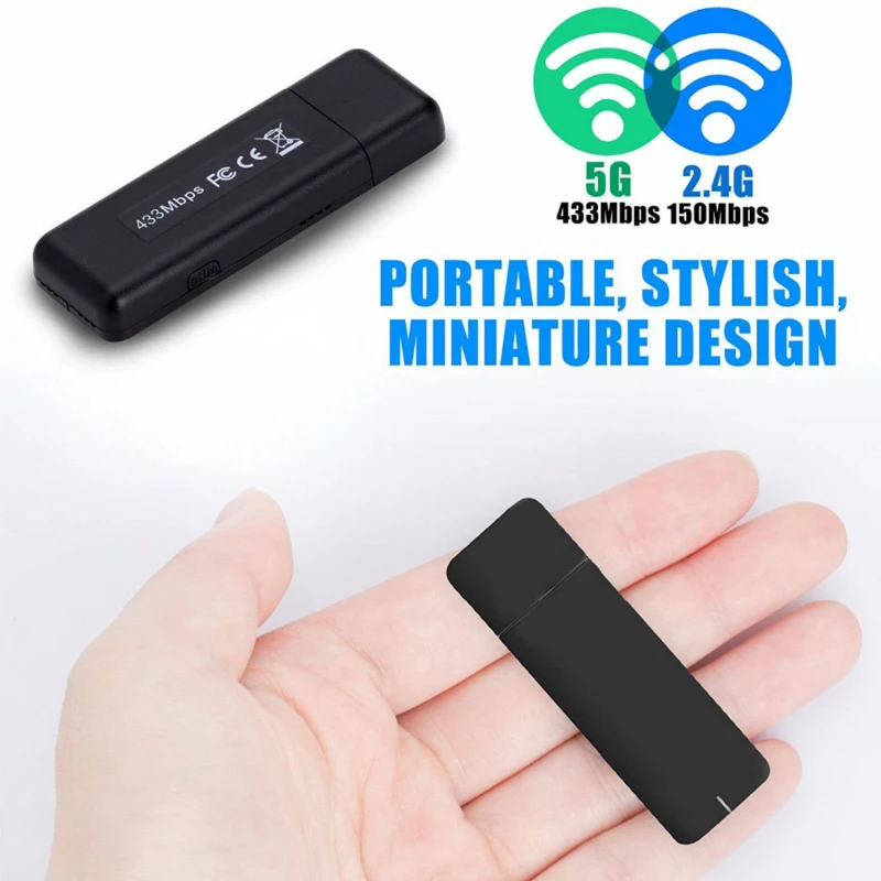 802.11AC 600Mbps Wifi USB Mini MTK7610 2.4g/5.8g Dual Band 500 เมตรช่วง Wifi Adapter