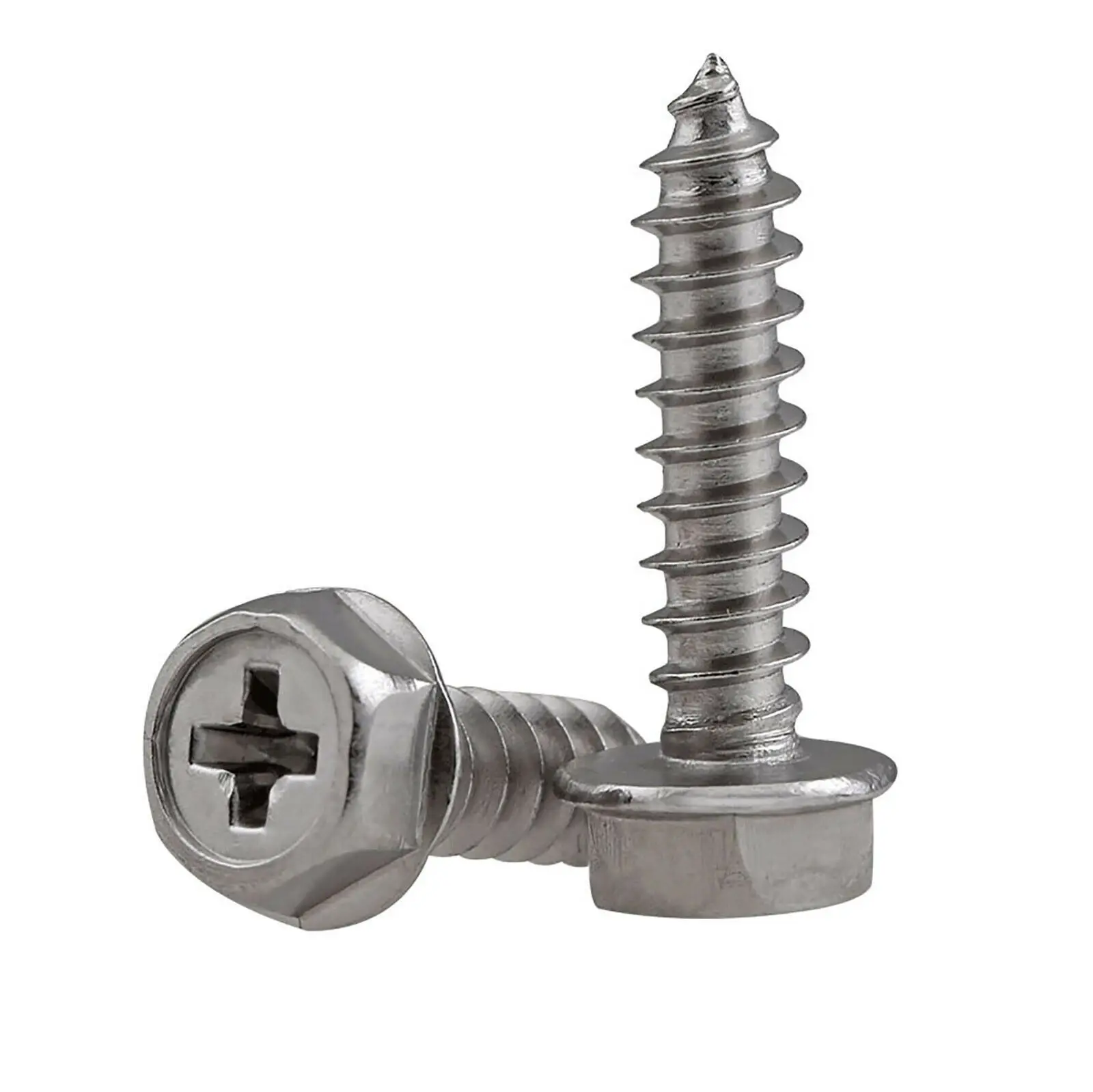 M3-M6 Phillips External Hex Flange Self Tapping Wood Screws With Pad Washer 304 Stainless Steel Cross Hexagon Head Tapping Bolts