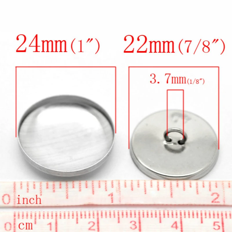 50 Sets Aluminum Tone Shank Wire Back Cover Metal Buttons For Handmade Findings 24mmx24mm(1\