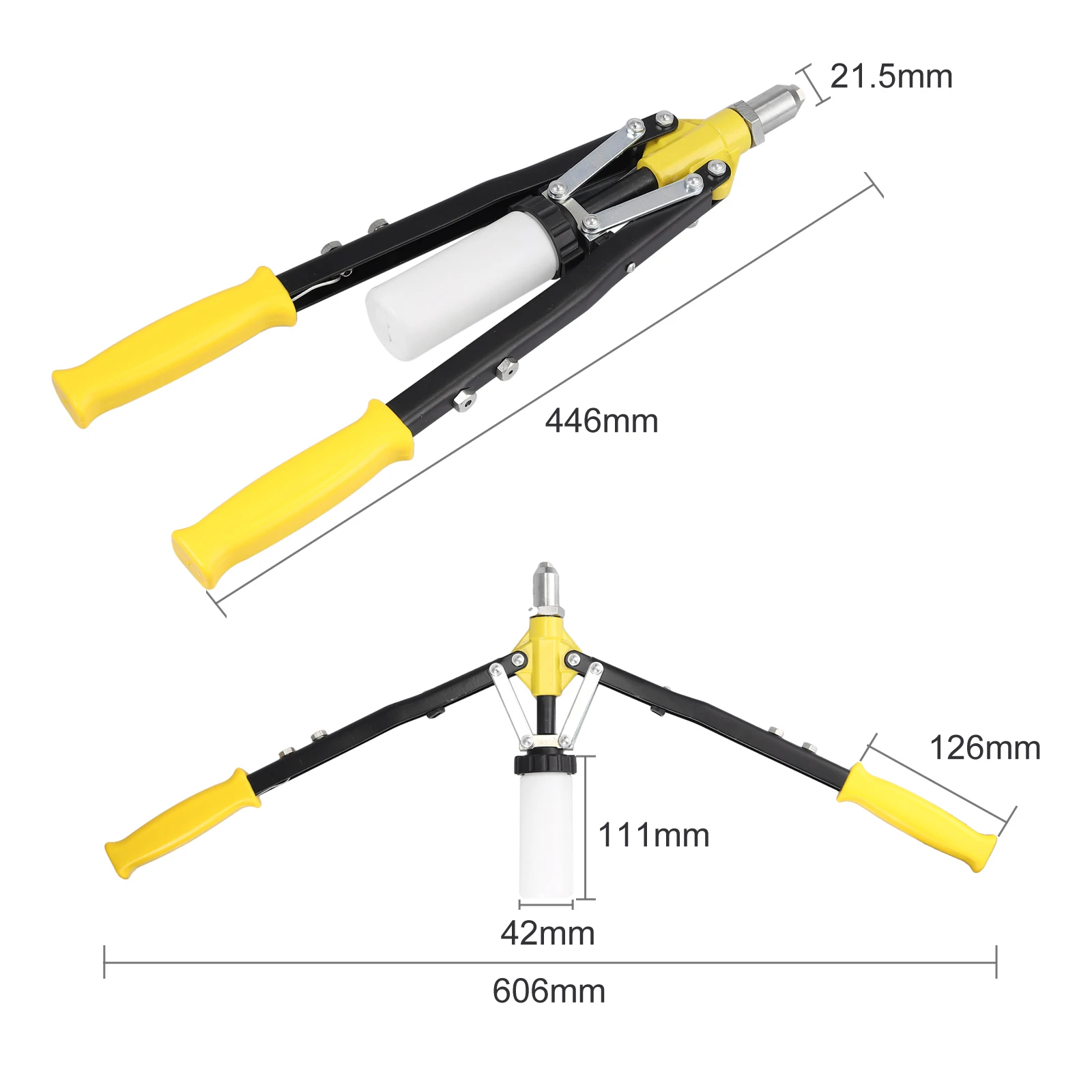 Imagem -02 - Proster 250 Peças Rebites com 445 mm Comprimento Arma de Rebite Conjunto Alicate Alavanca Mão Metalurgia Kit 3.2 4.0 4.8 6.0 6.4 mm Bico Tamanhos