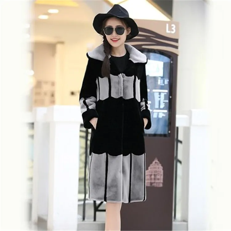 Top brand Size Fashion Large Faux Rabbit Fur Coat N19  high quality