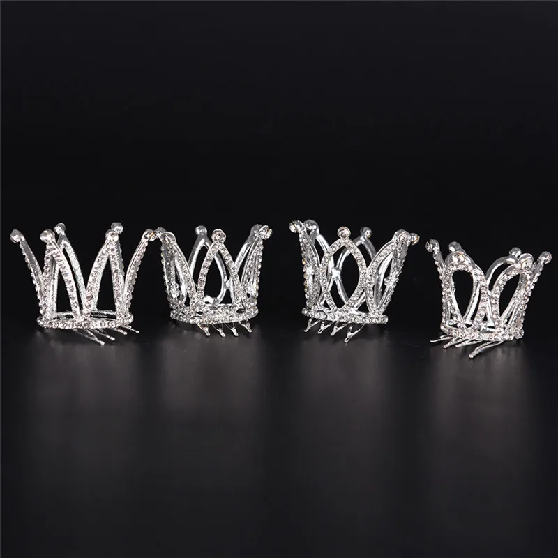 1Pcs Girls Mini Crystal Crown Tiara Hair Combs Clear Stone Small Tiara Hair Accessories Jewelry