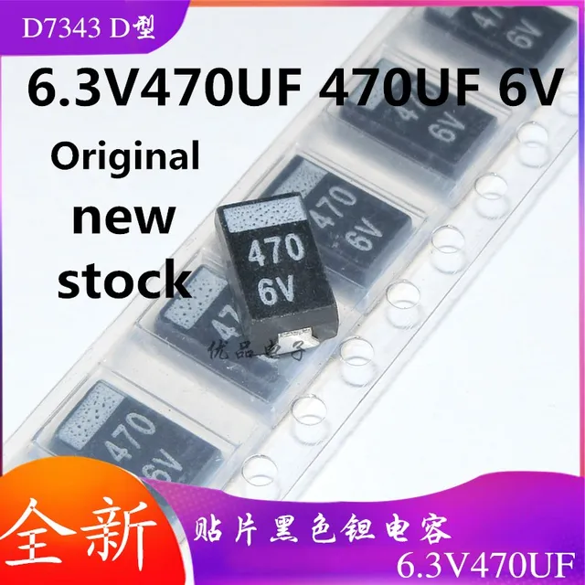 Oryginalny 20 sztuk/6.3V470UF 477 470UF 6V D7343 kondensator tantalowy nowość w magazynie