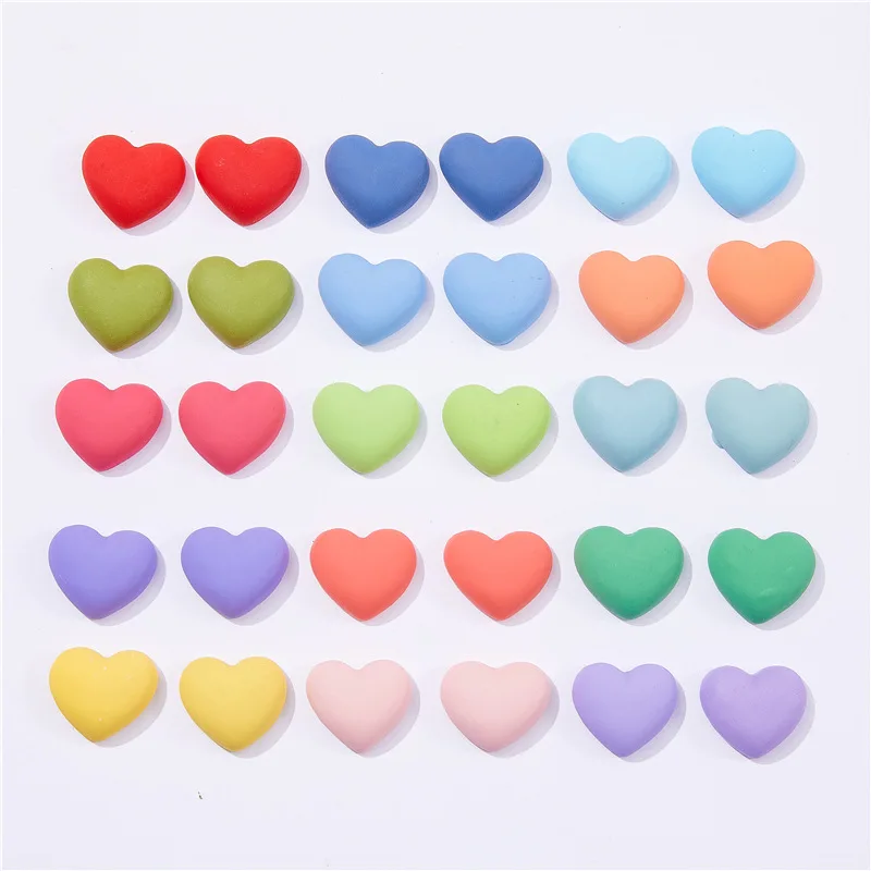 20-50Pcs Solid Color Mini Love Heart Flat Back Resin Girl Hairpin Earrings Phone Crafts Accessories Patch DIY Scrapbook Applique