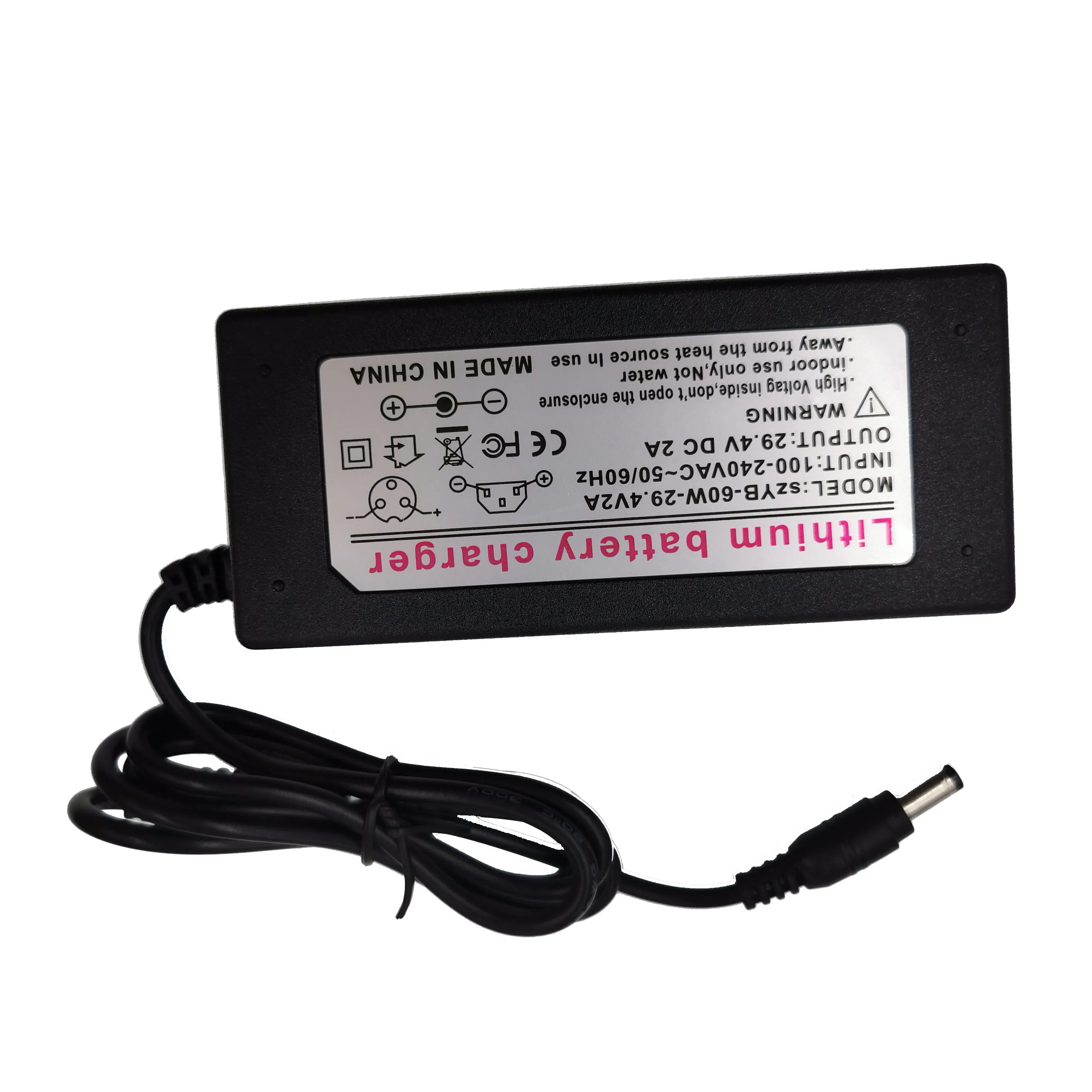 YYHQQBAD 29.4V 2A lithium battery Charger for 24V 25.2V 25.9V 7Series li-ion battery Charger DC5525 connector