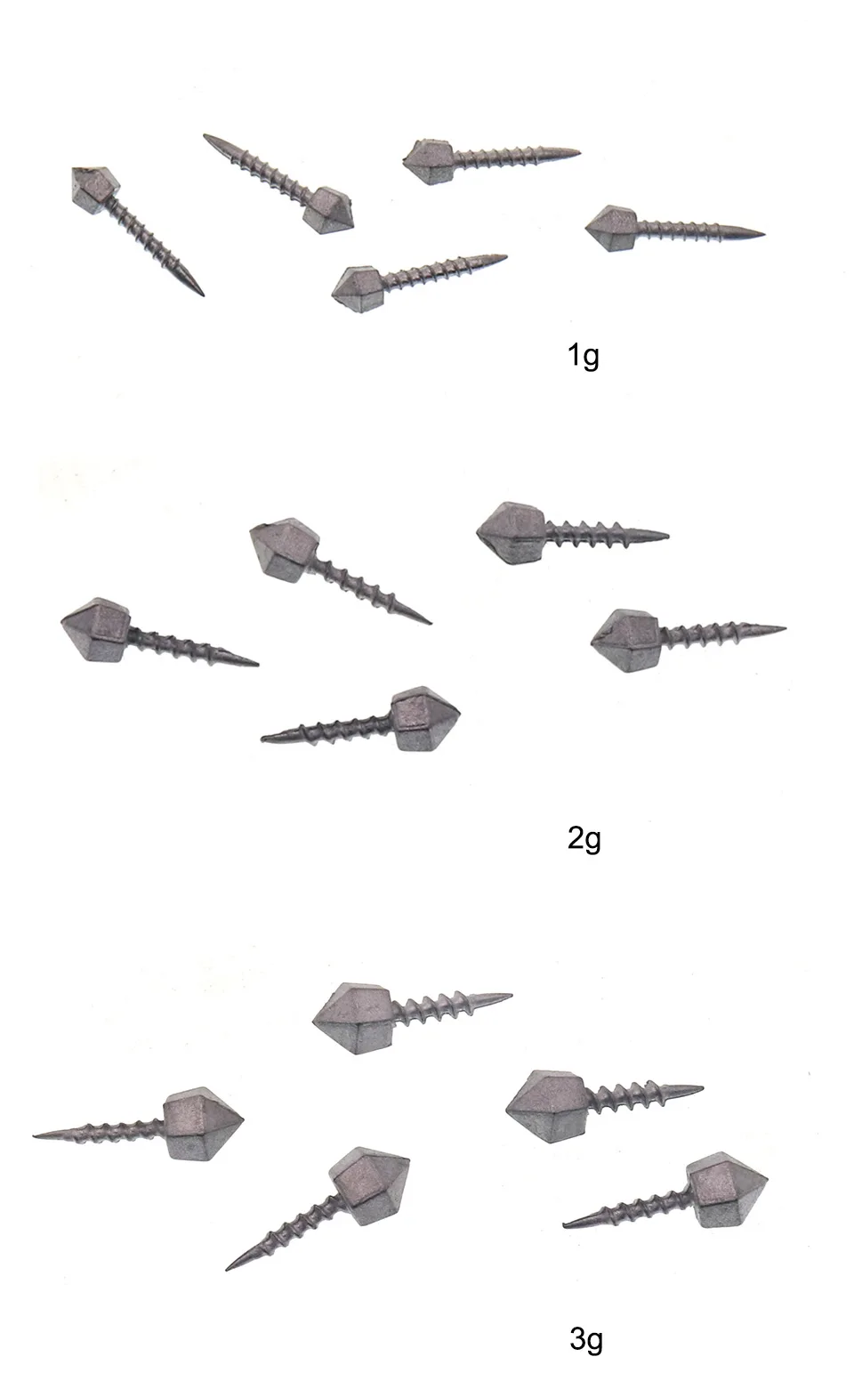 Angelzubehör, nach unten blei, Nagelsinker, weicher Köder, Gewicht 1 g, 2 g, 3 g, Einsatzblei, Lot 10 Stück, Ausverkauf – Detail 4
