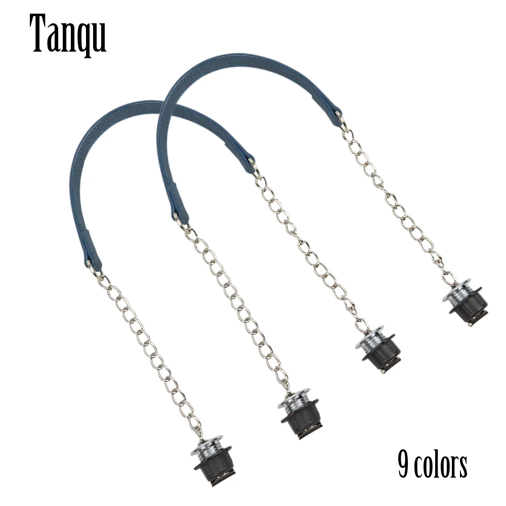 

New Tanqu 1 Pair Nubuck Flat Silver Short Thick Single Chain with OT Buckle silver screws for Obag O bag Handles for Women Bag