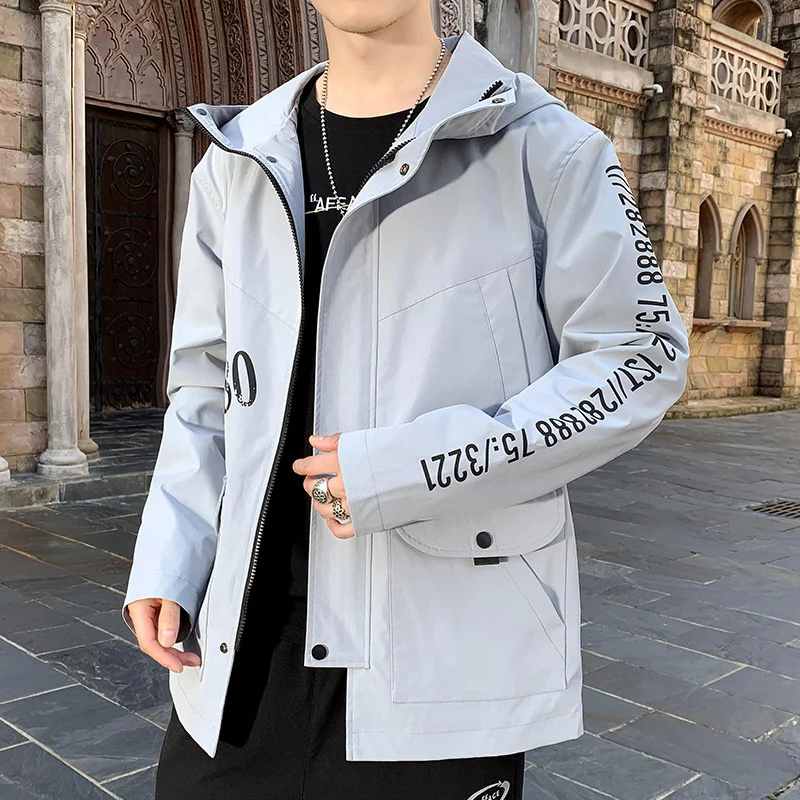 New Fashion Casual Personality Harajuku Men's ToolingJacket Autumn Cotton Loose Korean Version Trend Hooded All-match Classic