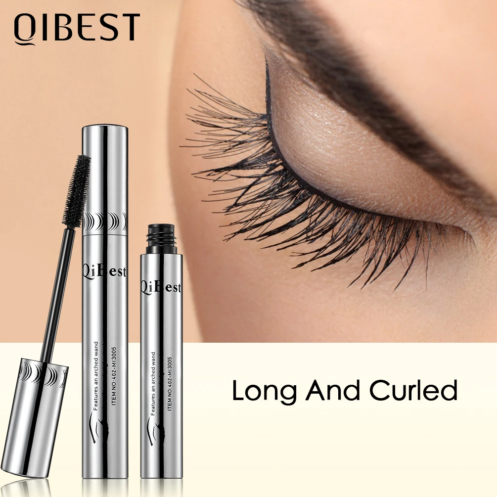 QIBEST Eyelash Makeup Black Mascara 4D Curling Thick Mascara Eye lashes Mascara Waterproof Mascara Lengthening Eyes Cosmetics