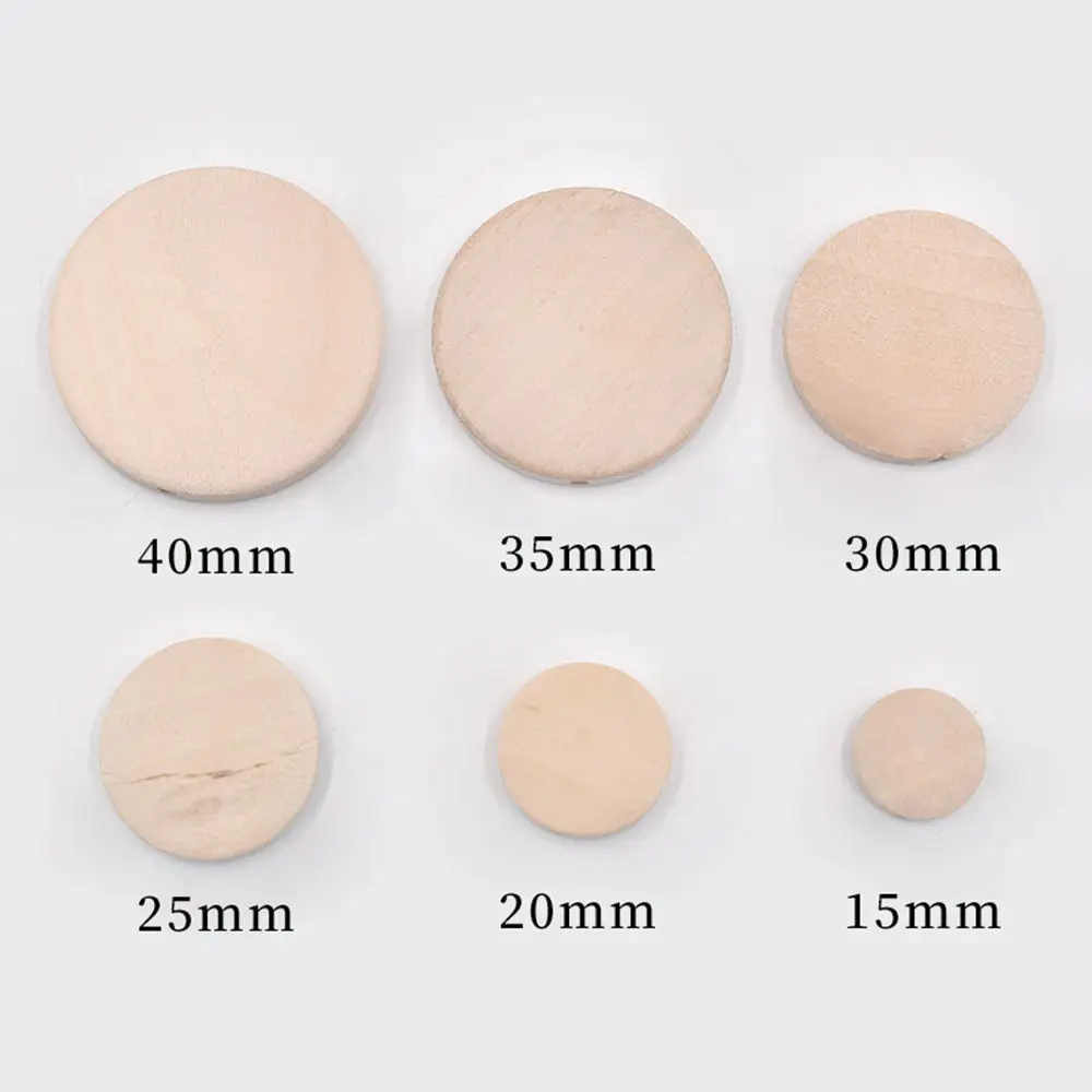 5pcs/10pcs Flat Round Natural Wood 15mm 20mm 25mm 30mm 35mm 40mm Loose Woodcraft Beads for DIY Pendant Crafts Jewelry Making