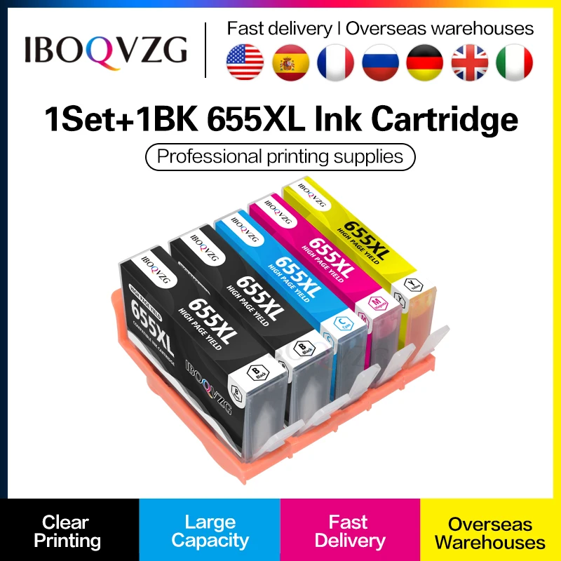 IBOQVZG Compatible For HP655 For hp 655 655XL Ink Cartridge For HP Deskjet 3525 4615 4625 5525 6520c Printer Full Ink With Chips