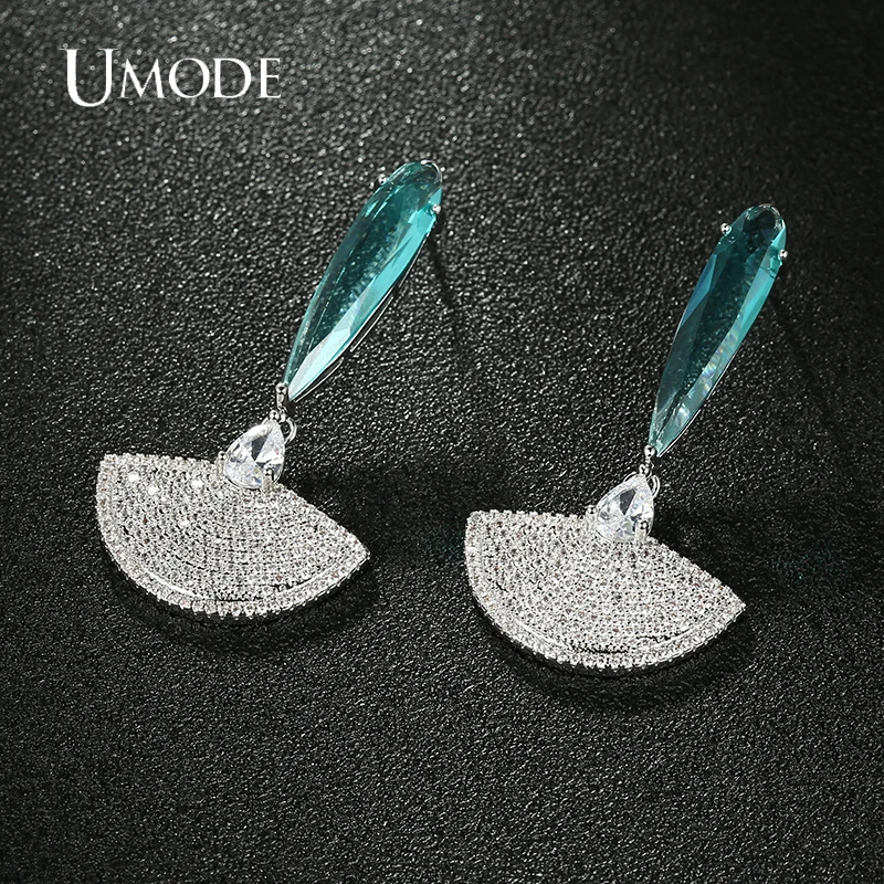 UMODE NEWS Drop Type CZ Earring Sector round Zircon Earrings for Elegant Women Bridal Wedding Jewelry Accessories Gift UE0727