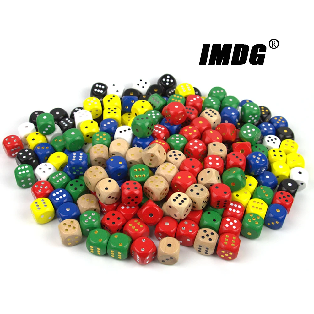 10pcs/pack Wood Dice 20mm Colorful Solid Wooden Gold Black Dot Game Rounded Dice Drinking Mahjong Dice