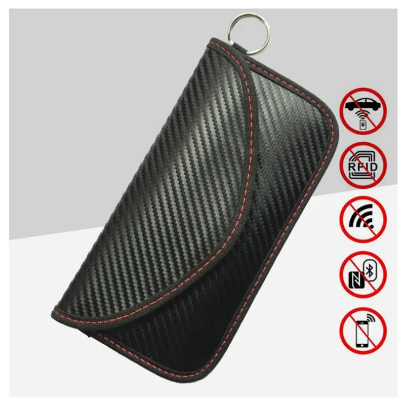 Key Cover Wallet Case Bag Car RFID Signal Blocker Key Fob Faraday Box Anti-Theft Cage Protector Anti-Hacking GPS Signal Blocking