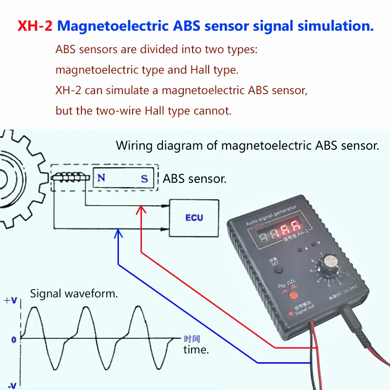 XH-2 Symulator sygnału samochodowego Generator Czujnik Halla samochodu Tester położenia wału korbowego Miernik 2 Hz do 8 KHz