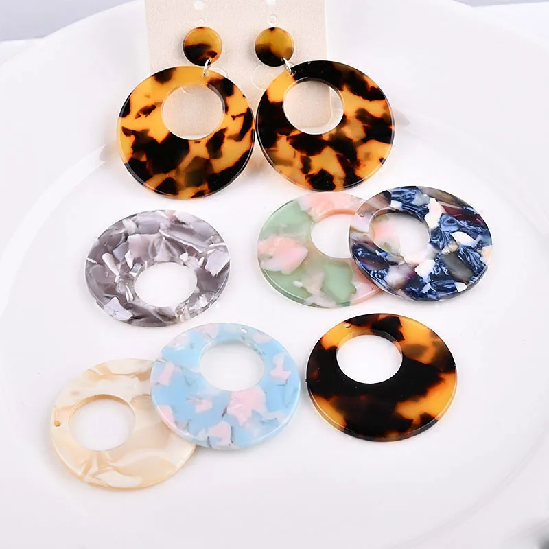 Color partial Round Earrings DIY Handmade acetate Korea pendant ear jewelry accessories package material