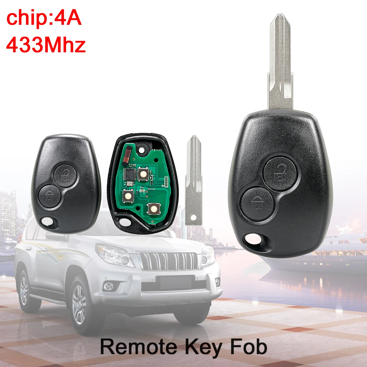 

2 Buttons 433MHz Keyless Smart Remote Car Key Fob 4A Chip for Renault Trafic Logan Sandero Symbol Dacia Duster Logan Sandero