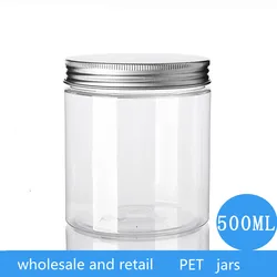 250/400/500ml Empty Cream Jar Facial Mask PET Container Clear Bottle With aluminum/Plastic lid Makeup Cosmetic Packing Bottle