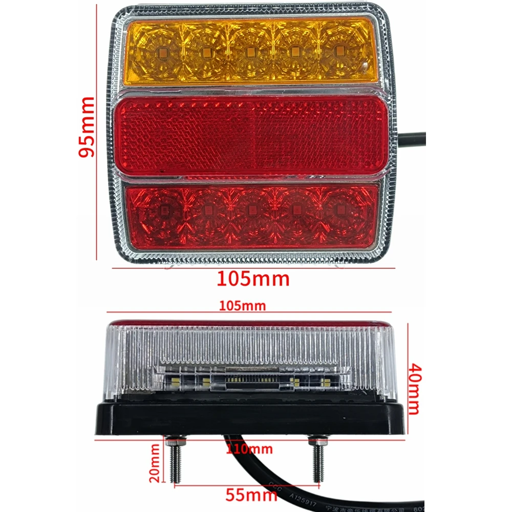 Rimorchio posteriore rimorchio luci posteriori 10m cavo 7pin luce Stop freno targa indicatore di direzione riflettore impermeabile camion 12V