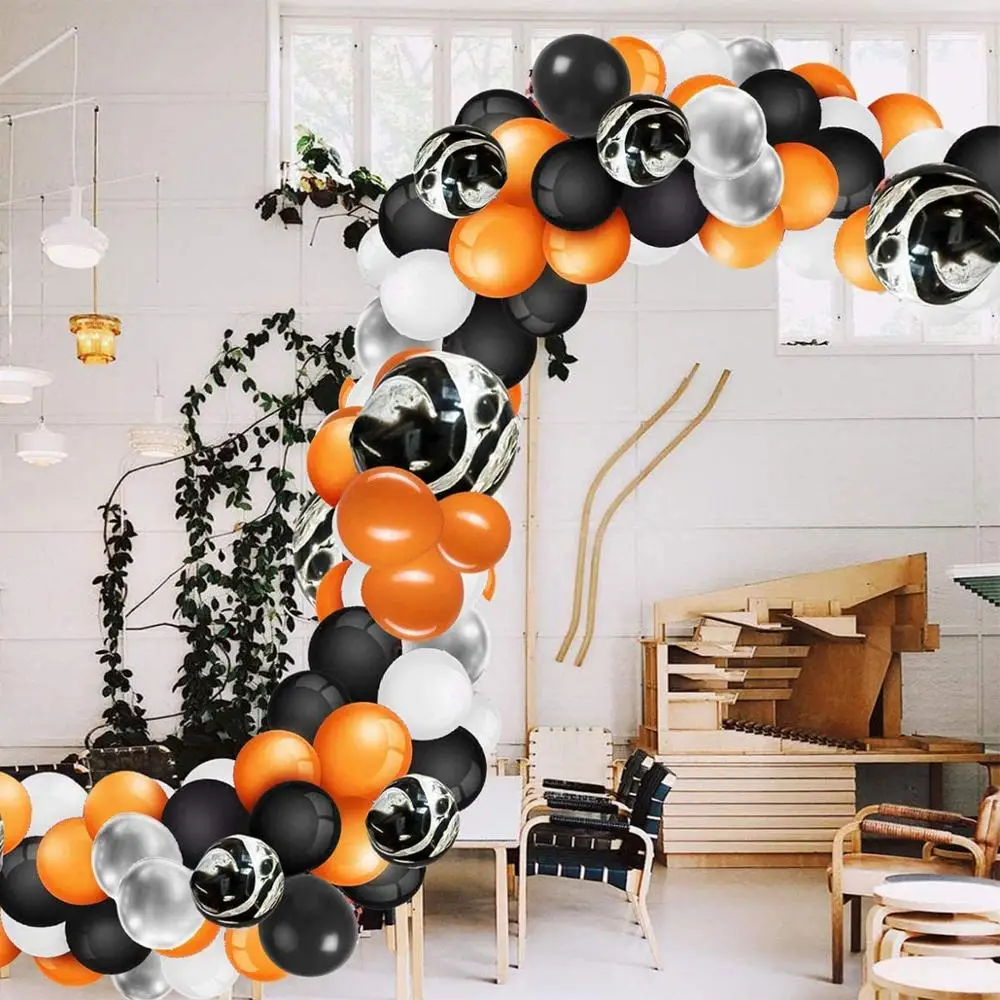 

Halloween Balloons Garland Kit Decoration for Home DIY Balloon Arch Kit 5-18" Big Spider Balloons Mini Skull Bat Foil Balloons