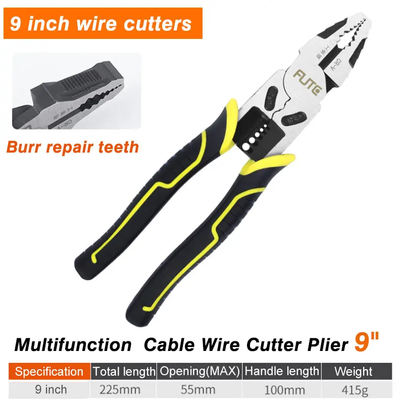 Imagem -04 - Multitool Eletricista Wire Cutter Alicate Longo do Nariz Cortar Garras Descascamento Crimping Ferramentas Manuais Cabo Eletricista 9