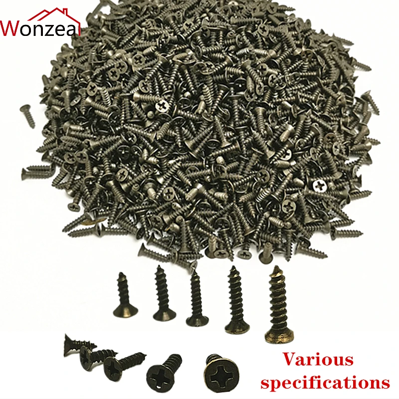 100pcs/pack M2 M2.5 Steel Mini Micro Small Phillips Flat Head Cross Round Pan Head Self-tapping Screws Wood Furniture Screws