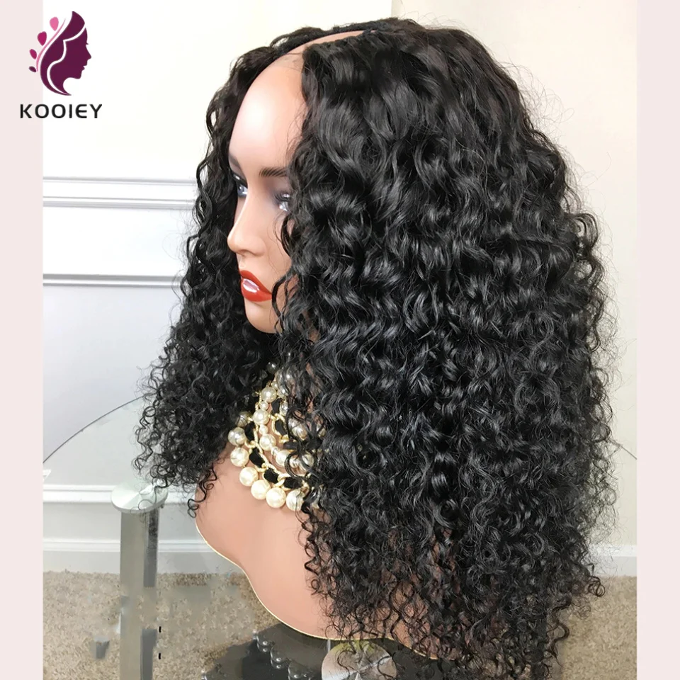 Full Density Curly 2*4'' U Part Wig Glueless Human Hair Wigs For Black Women U Shape Wigs Brazilian Remy Hair Can Be Permed Dye