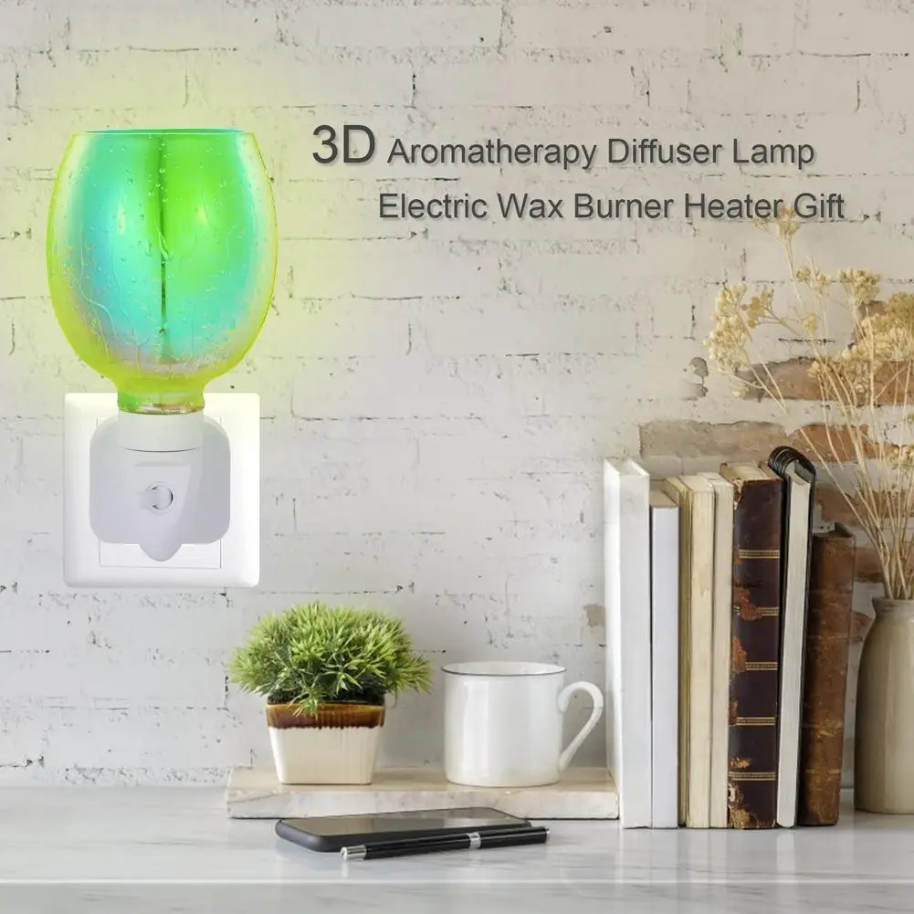 Ścienny palnik woskowy elektryczny palnik woskowy wtyczka InFor Office Home sypialnia salon prezenty zielony/różowy (3d Drop Shap