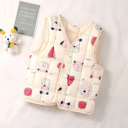 Spring Autumn Boys Girls Waistcoat Printed Vest Lightweight Warm 1-3y Kids Coat Infants Sleeveless Jacket Winter Toddler Clothin