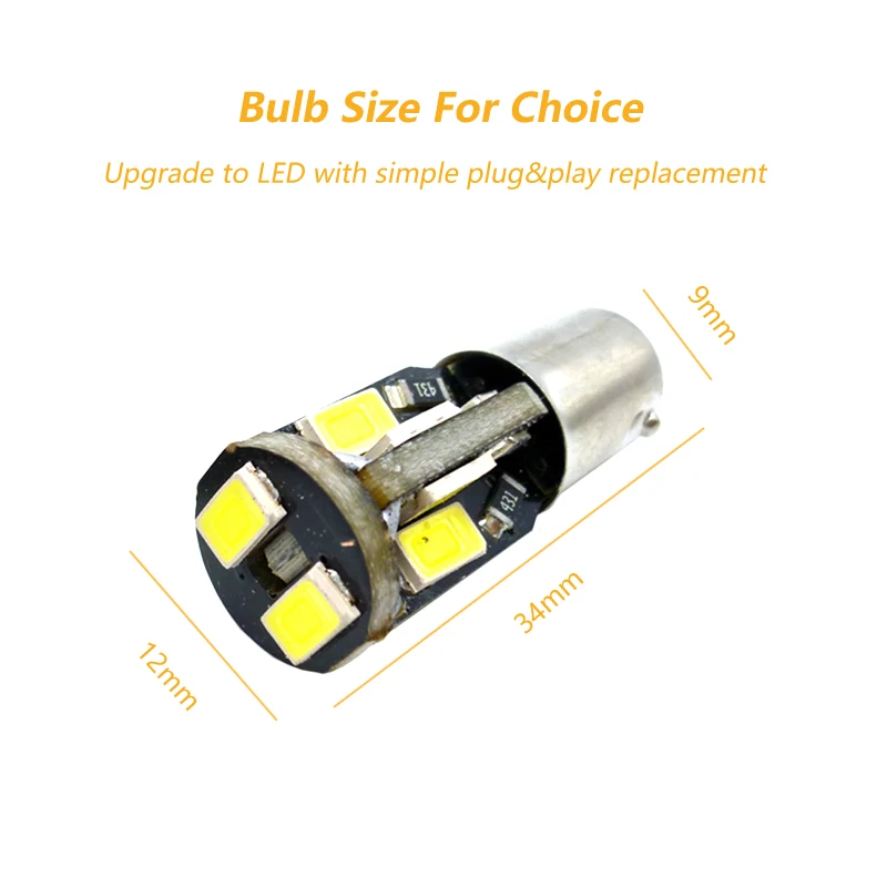 CANBUS LED 5630 8 LED 사이드 웨지 라이트, 내부 신호 램프, 따뜻한 흰색, BA9S BAX9S BAY9S H21W T4W H6W W5W, 12V, 1x
