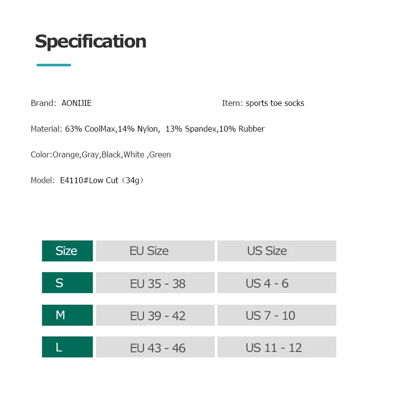 AONIJIE E4109 одна пара легких спортивных носков с низким вырезом, четверть носков для бега босиком с пятью пальцами, марафонские гонки