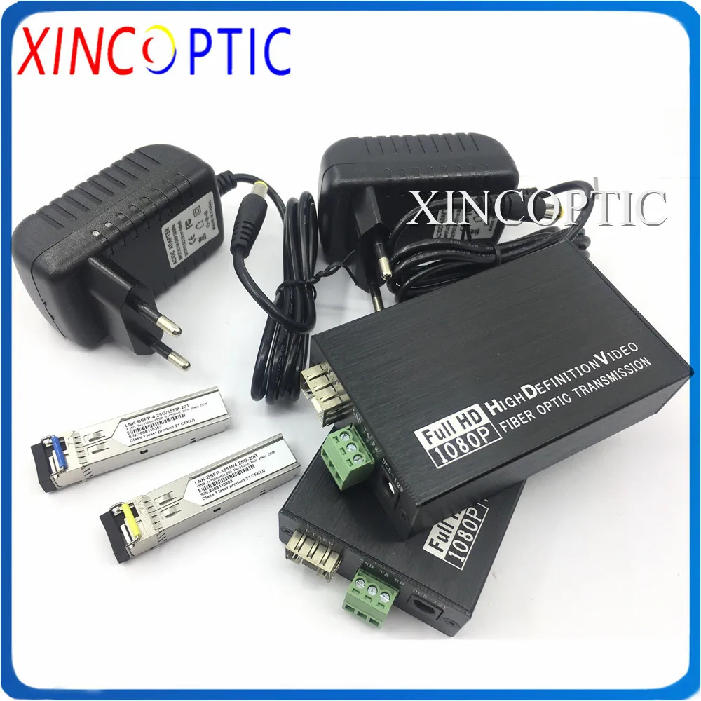 Mini HDMI Extender Over Fiber Optic Transmitter&Receiver+1Ch RS232 Data/3.5mm Audio,1080Pwith 3G,SM,SX,10KM,LC SFP/MM Module