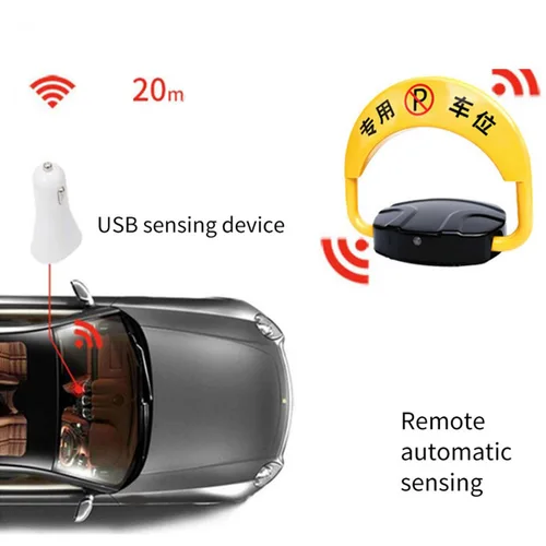 자동 센서 포함 원격 접이식 안전 주차 잠금 장치, 잠금 및 볼트 포함, 배리어 가드 기둥 2 개 포함 (배터리 제외) 