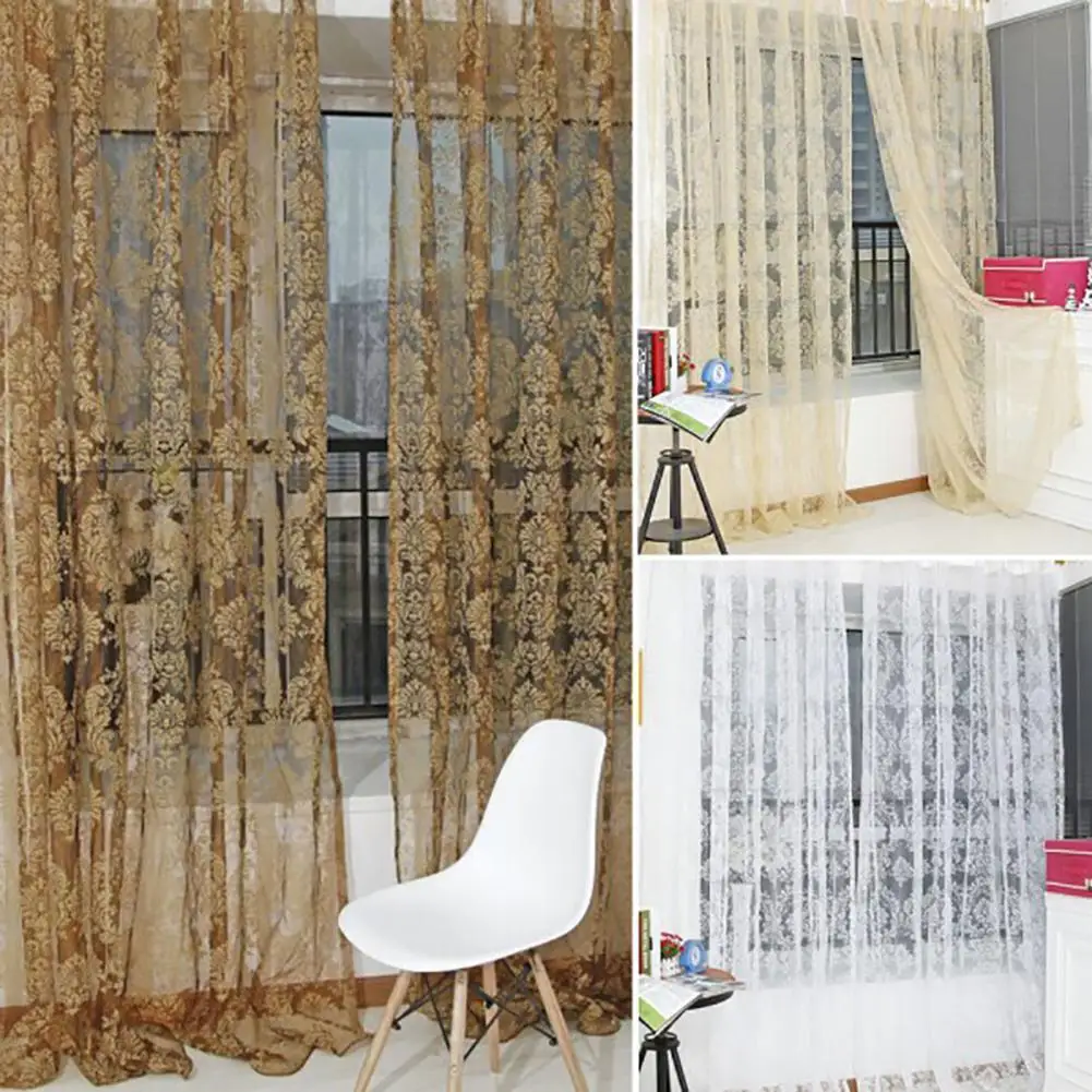 1Pc European Tulle Curtain In Living Room Window Curtain Bedroom Tulle Drape Curtains Door Drape Panel Sheers Home Decor