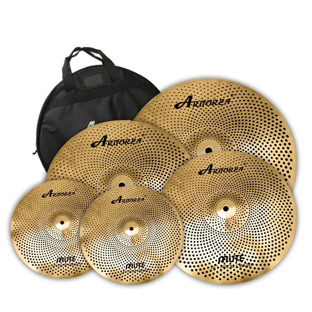 Arborea gold mute cymbal 10''splash +14''hihat +16''crash+18''crash+20''ride+18''china (without cymbal bag)