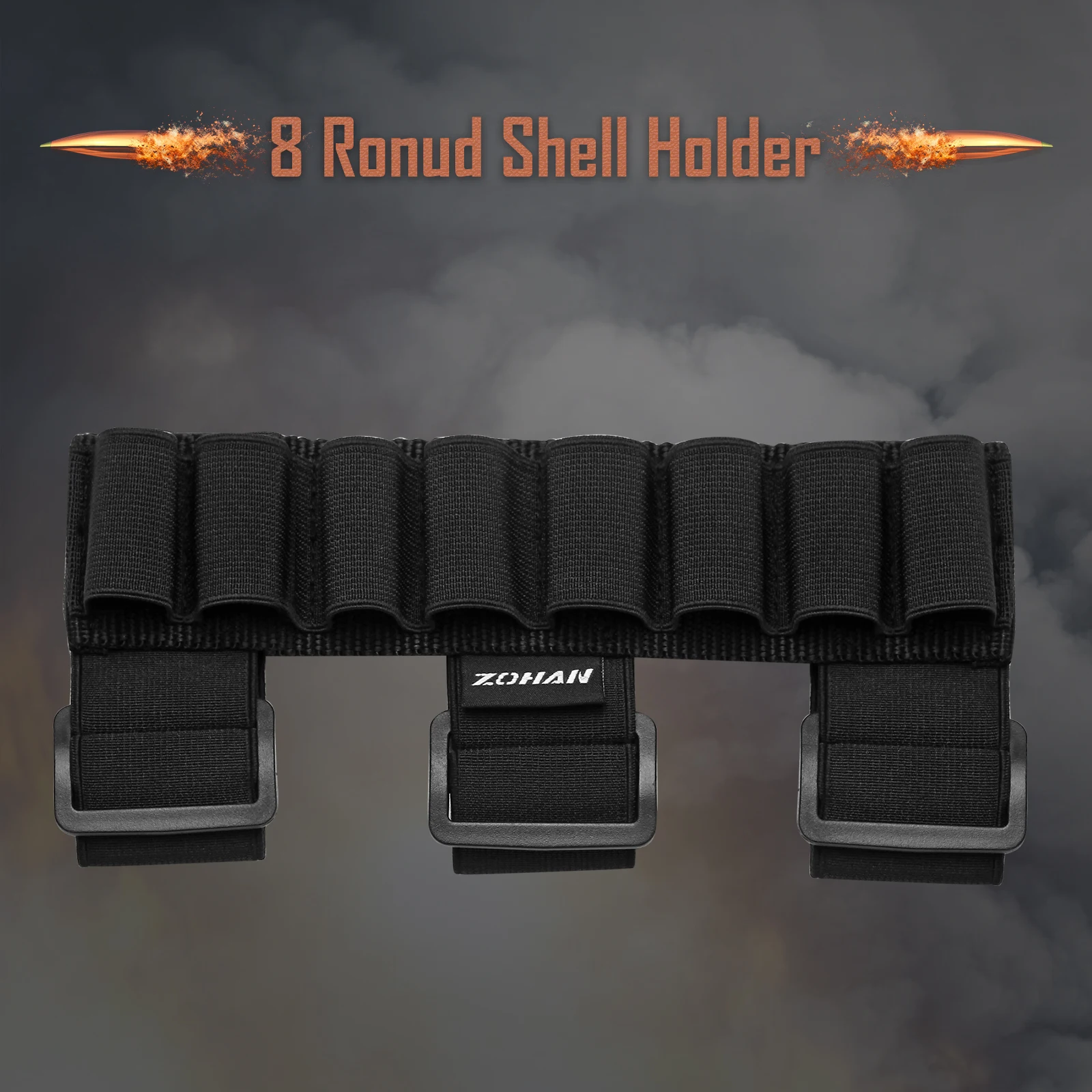 ZOHAN Ammo shell pouch 5/8/9 Rounds Tactical Shotgun Shell cartridge Molle Buttstock Bullet holder for gun Hunting Tactical