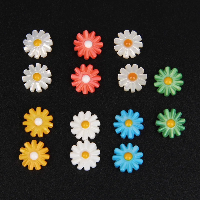 2 5 10pcs/lot Natural Pearl Shell Sunflower Beads Daisy Mother of Pearl Charms Bead For Jewelry Making DIY Earring Bracelet Gift