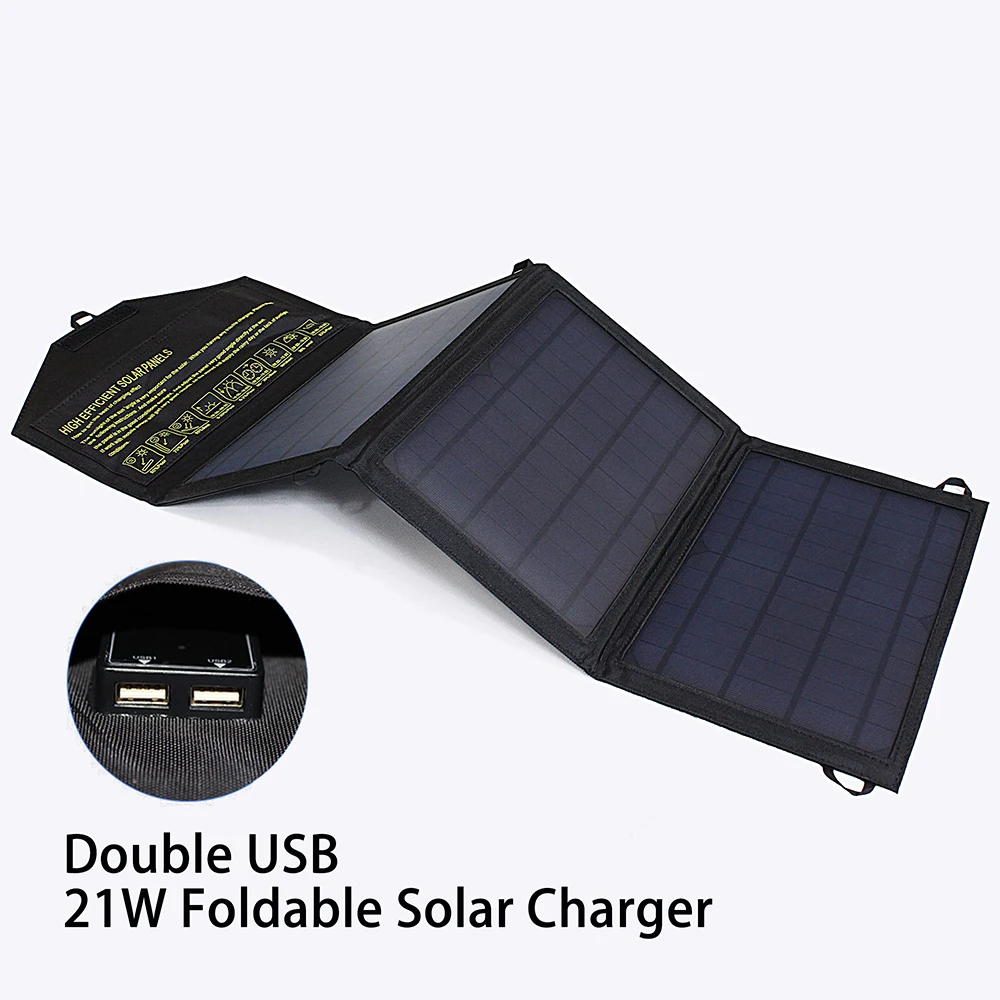 5V 21W ETFE 28W Portable Phone Charger Solar Charger Dual USB Output Mobile Solar Battery Charger for iPhone Samsung Smartphone