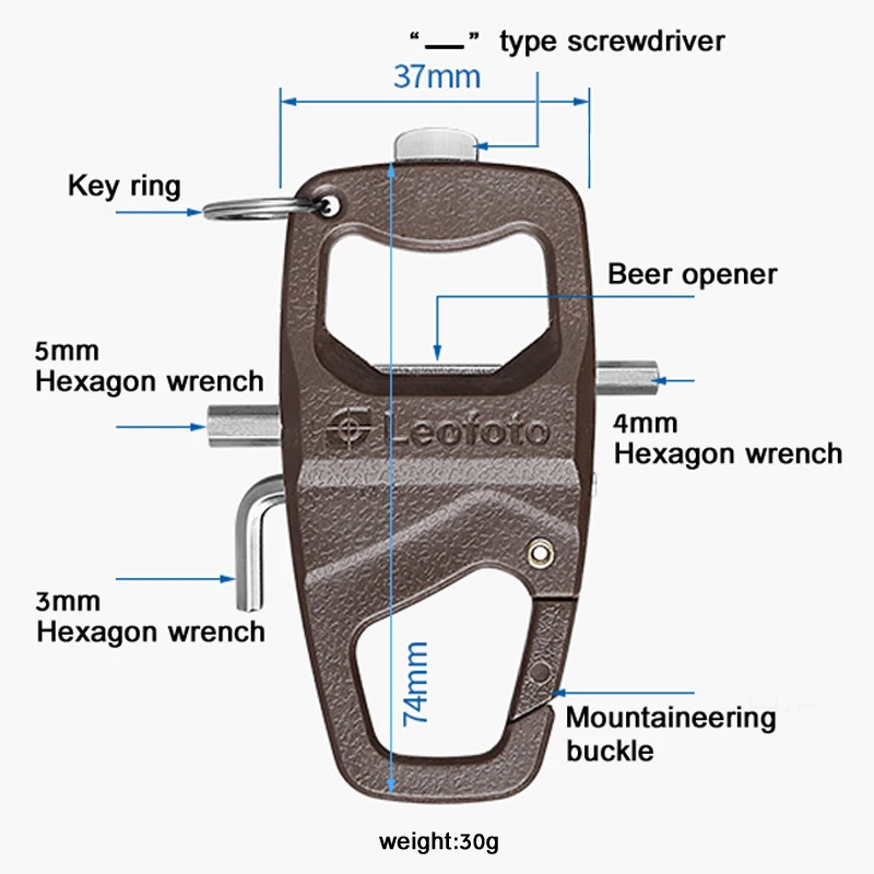 Practical mini accessories for photography multi-function wrench adjustment tool contains hexagon wrench beer opener screwdriver