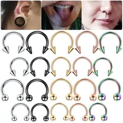 2pcs/lot Steel Ear Piercings Nose Rings Piercing Horseshoe Spike Ear Septum Helix Nariz Lip Eyebrow Tragus CBR Piercings Jewelry