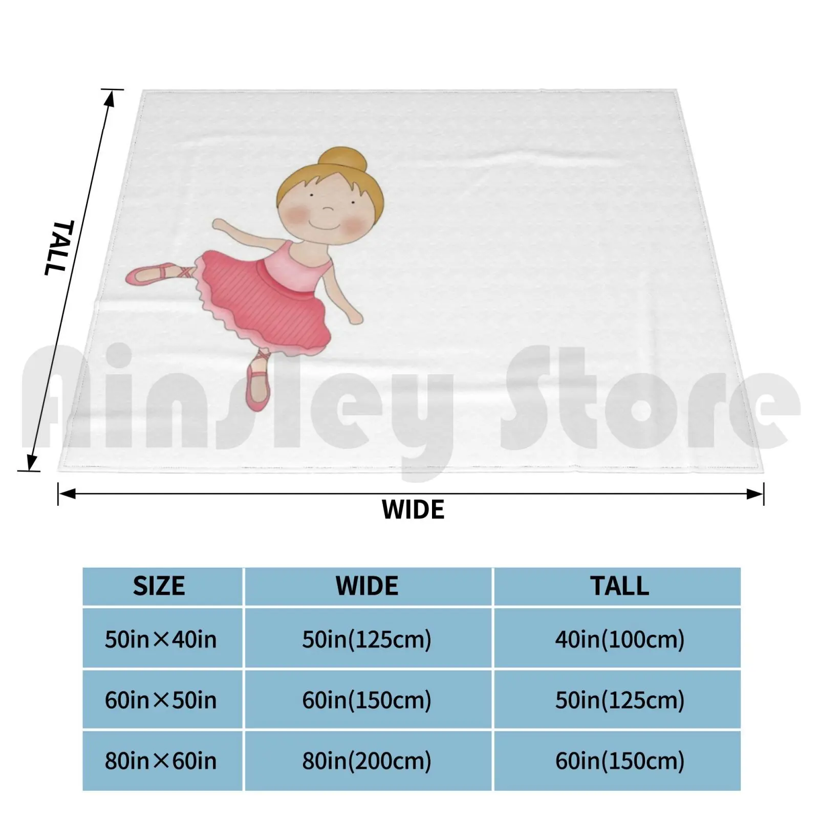 Blonde Ballerina Blanket Fashion Custom Ballerina Blonde Girls Dancer Ballet Pink Dance Womens Cute Tutu White