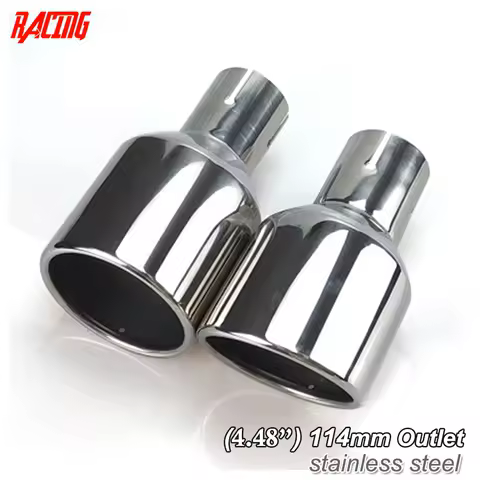 1 Piece 114mm Outlet Universal Modification Car Accessories Silver Curly Flange Muffler Exhaust Stainless Steel Tip End Pipe