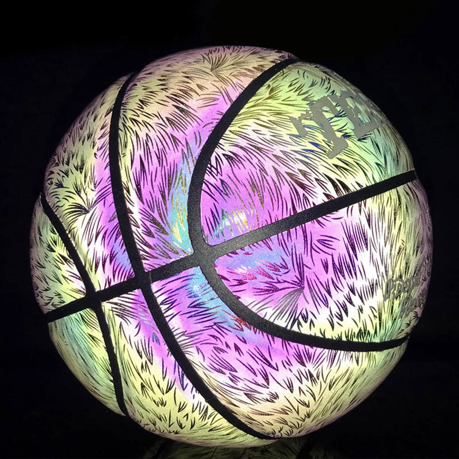 #Reflective Basketball Ball Wear-Resistant Luminous Night Light Ball Basketball Glowing Basketball Ball W/ Bag Pin