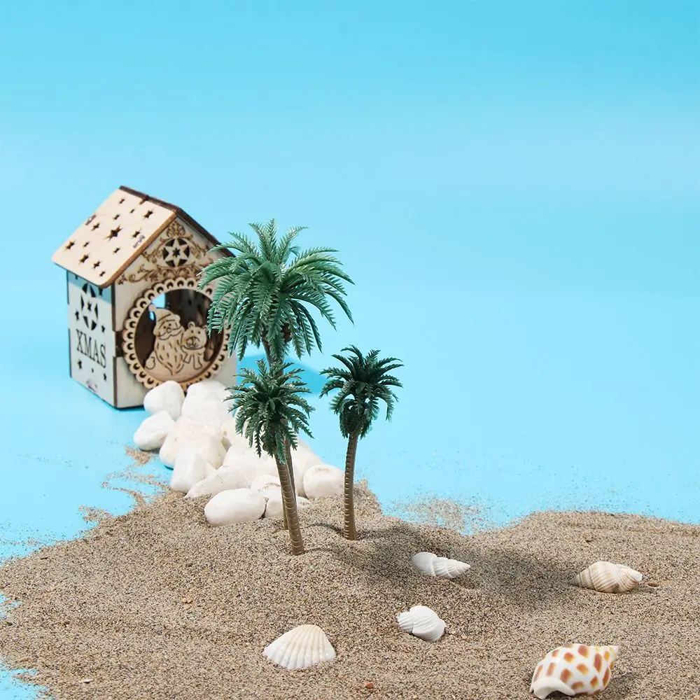 5Pcs Exquisite Sand Table Miniature Plant Craft Micro Landscape Plant Pots model Coconut Palm Tree Plastic Bonsai