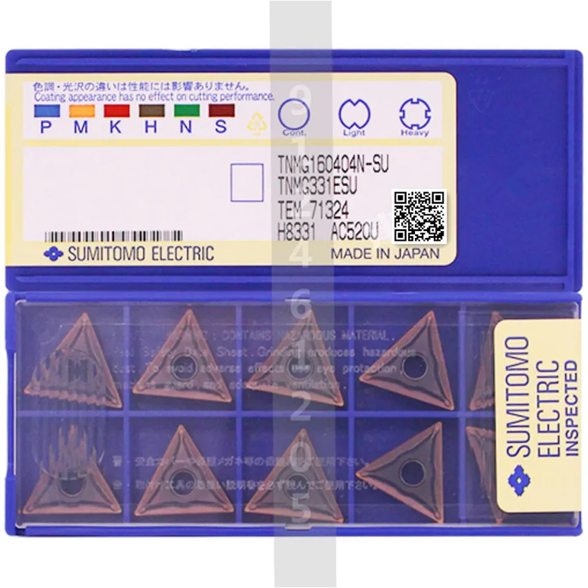 

TNMG160402N-SU AC520U / TNMG160404N-SU AC520U / TNMG160408N-SU AC520U Original SUMITOMO CNC carbide inserts 10PCS/BOX