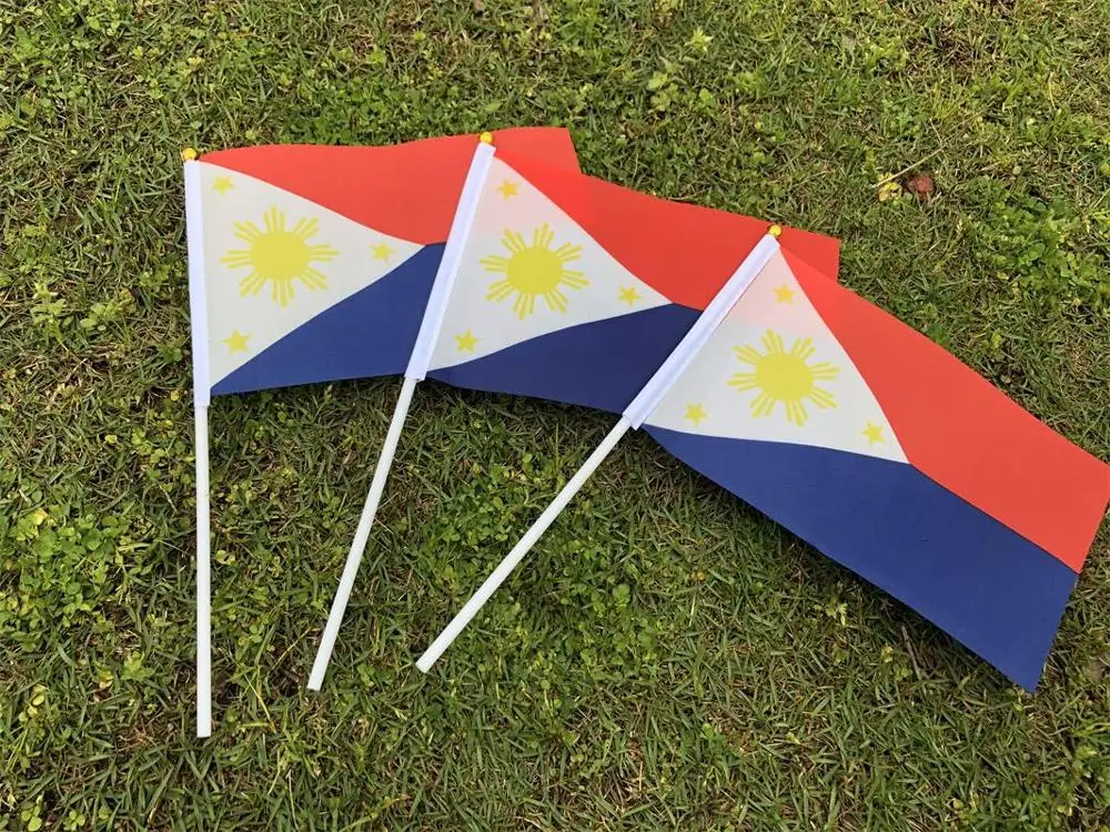 14x21cm 20 piece set of Philippine national flag, holding plastic flagpole, waving national flag, activity parade, sports home d