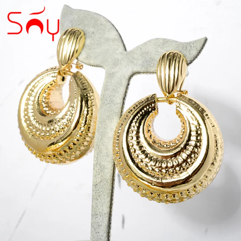 

Sunny Jewelry Fashion Drop Earrings Copper African Nigeria Large Style Exquisite Stereoscopic For Women Party Wedding Gifts