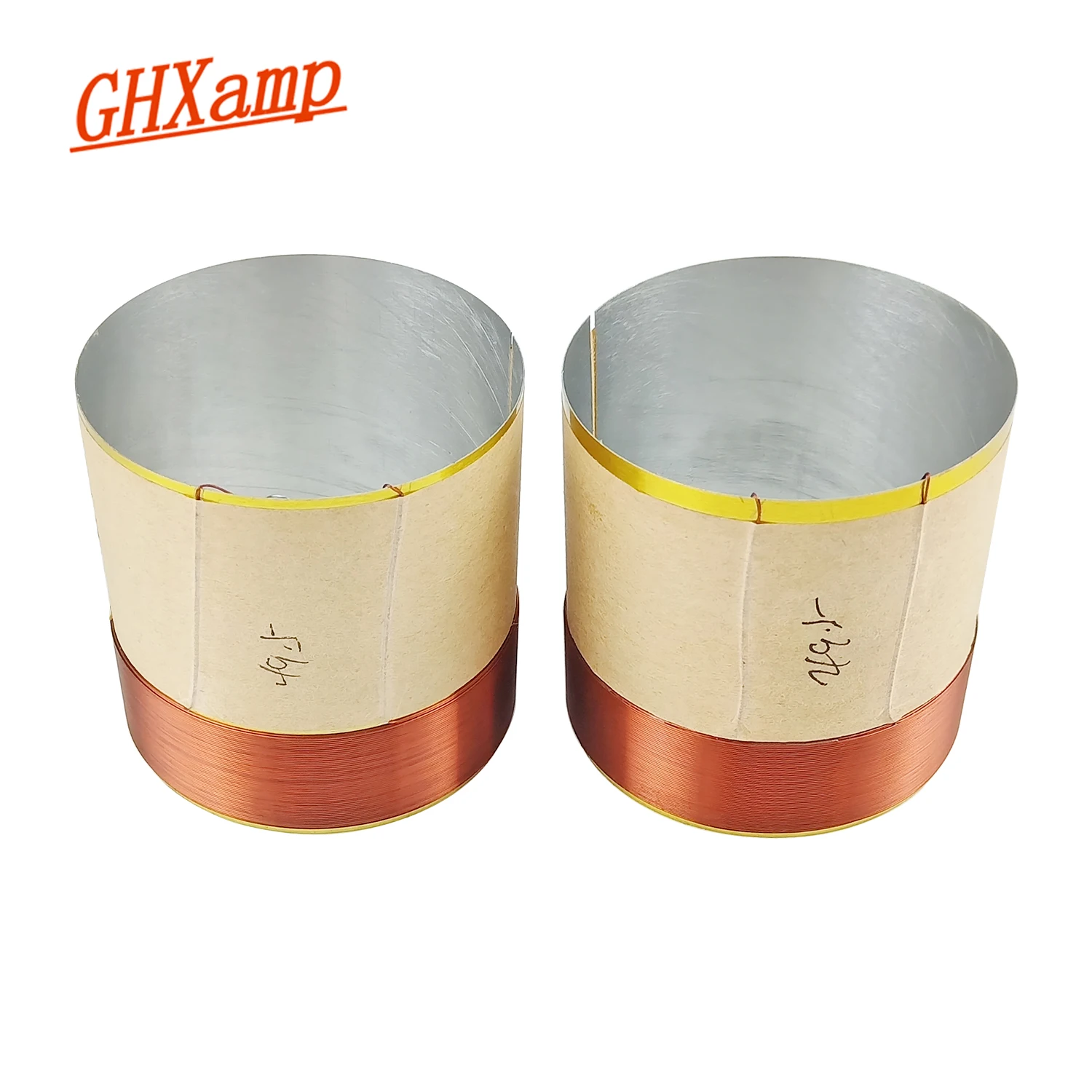 GHXAMP 49.5mm White Aluminum Woofer Speaker Voice Coil 8Ohm Bass Subwoofer Coil ASV Round Wire For Speaker Parts Diy 2pcs